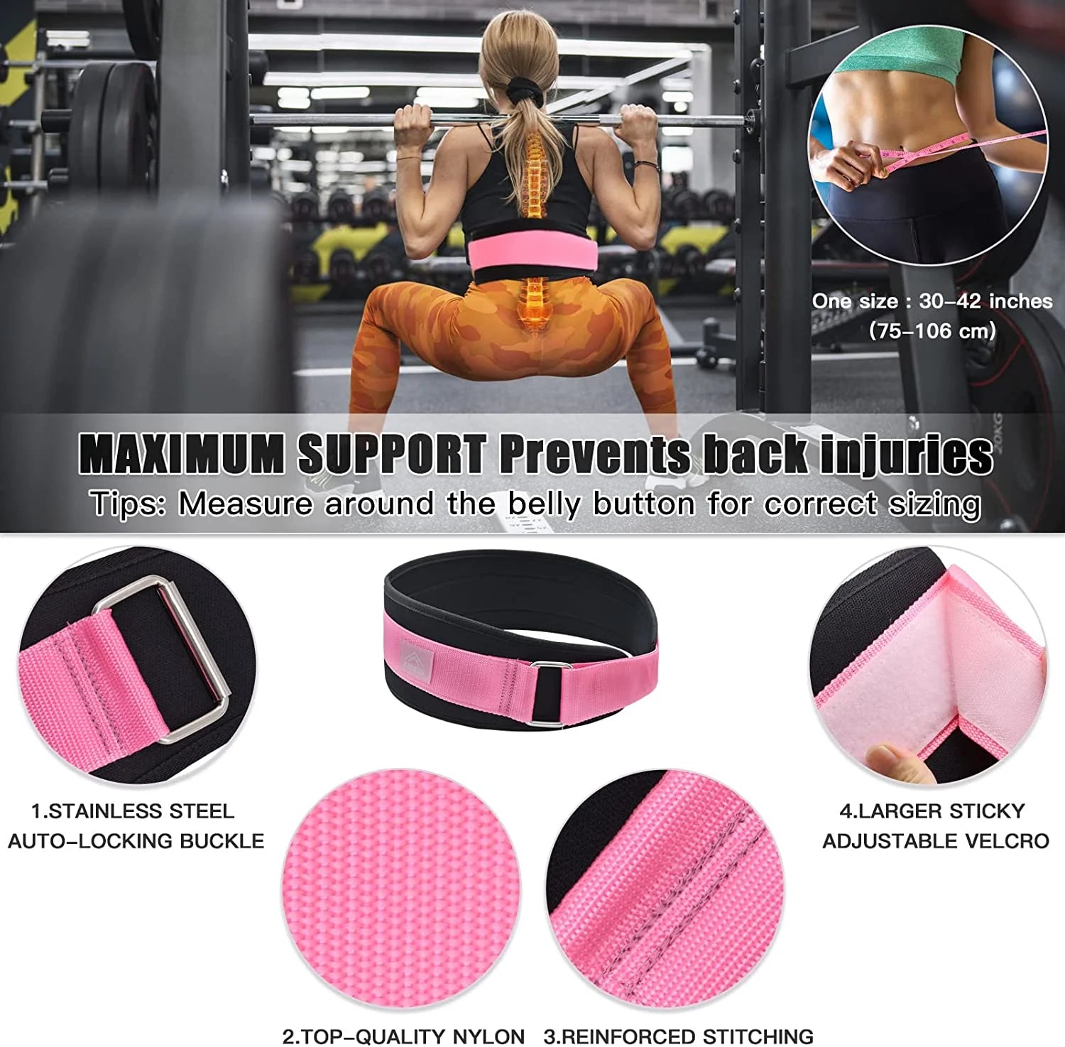 Barbell Pad Set with Weight Lifting Belt, Neck & Shoulder with Anti-Slip Grain Cloth